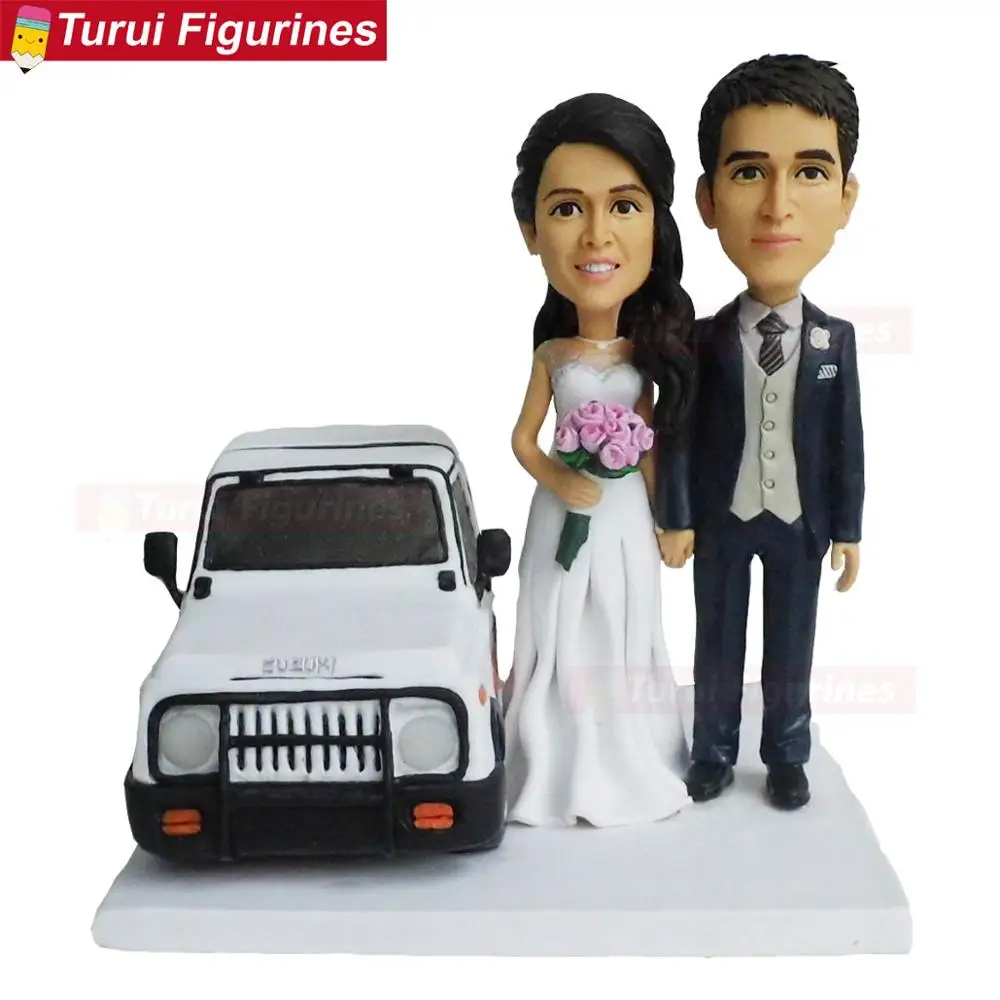 couple with car model home decoration bobblehead dolls figurine chrismas gift