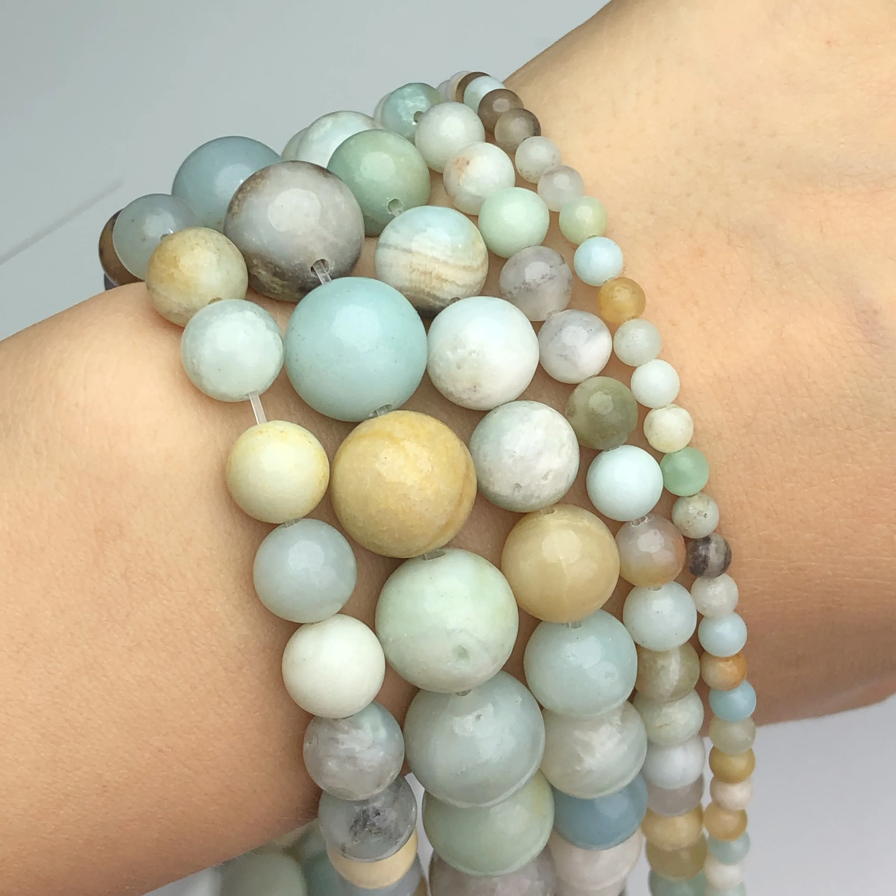 AAA Natural Stone Amazonite Beaded Round Loose Spacer Beads For Woman Jewelry Making DIY Bracelet Necklace 4/6/8/10/12mm 1Strand