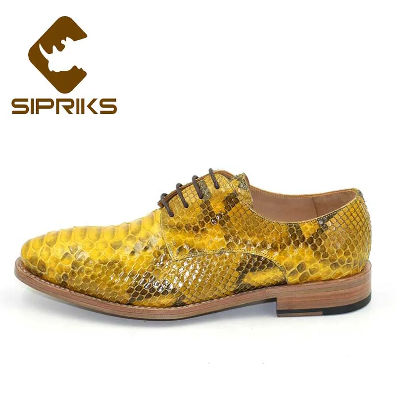 Sipriks Imported Yellow Gold Snakeskin Gents Suits Shoes Men\'s Formal Tuxedo Shoe Italian Custom Leather Outsole Goodyear Luxury