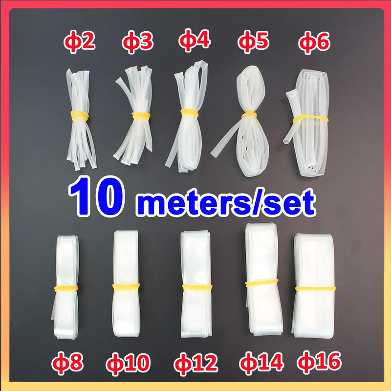 

10meters/set Heat Shrink Tube 2:1 Transparent Tubing 2mm 3mm 4mm 5mm 6mm 8mm 10mm 12mm 14mm,16mm Clear Cable Sleeve Wrap Wire