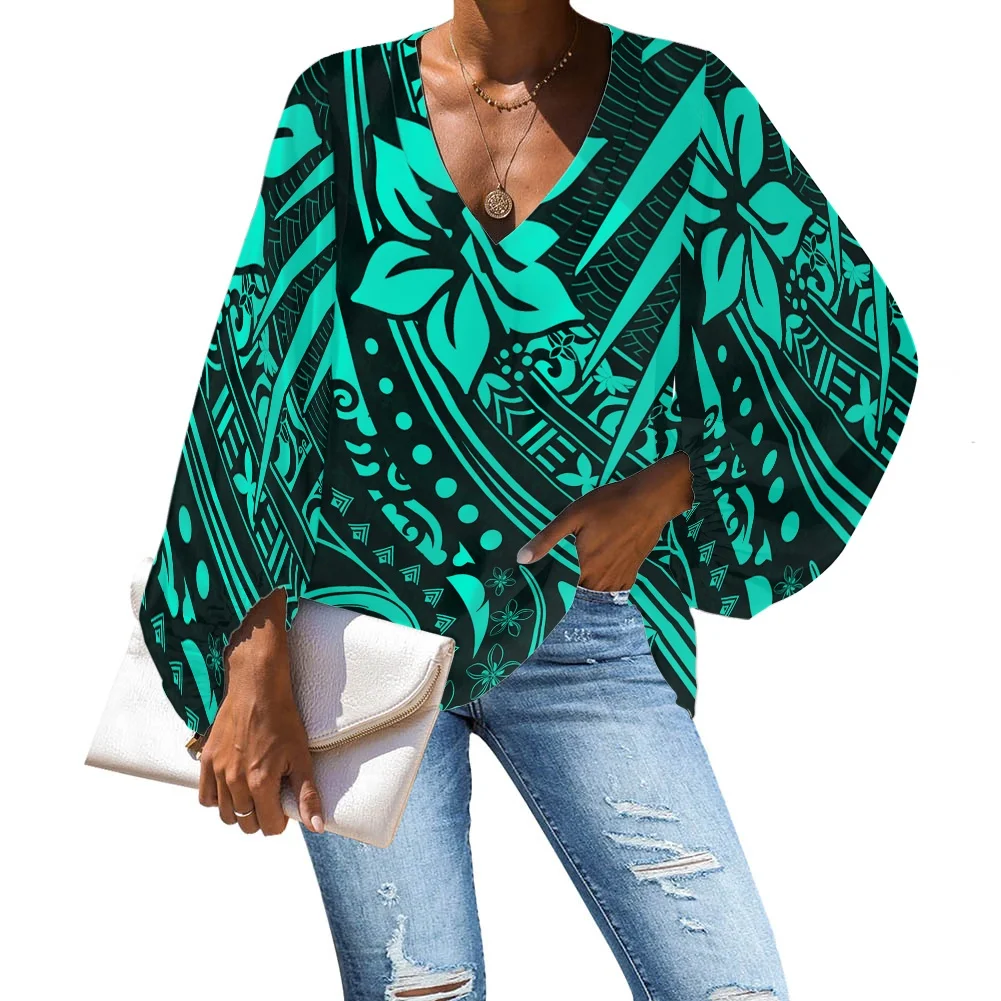 

HYCOOL New Woman Tops Fashionable 2021 Polynesian Tribal Hawaii Floral Printing Sexy Club Women Blouses And Tops Lady Sexy