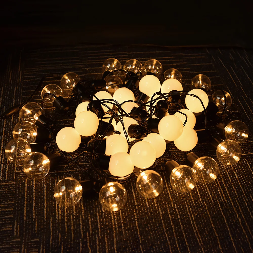 

Водонепроницаемая гирлянда G50 для внутреннего дворика, Рождественский Декор, уличный праздничный шнурок с круглыми лампочками, сказосветильник освещение