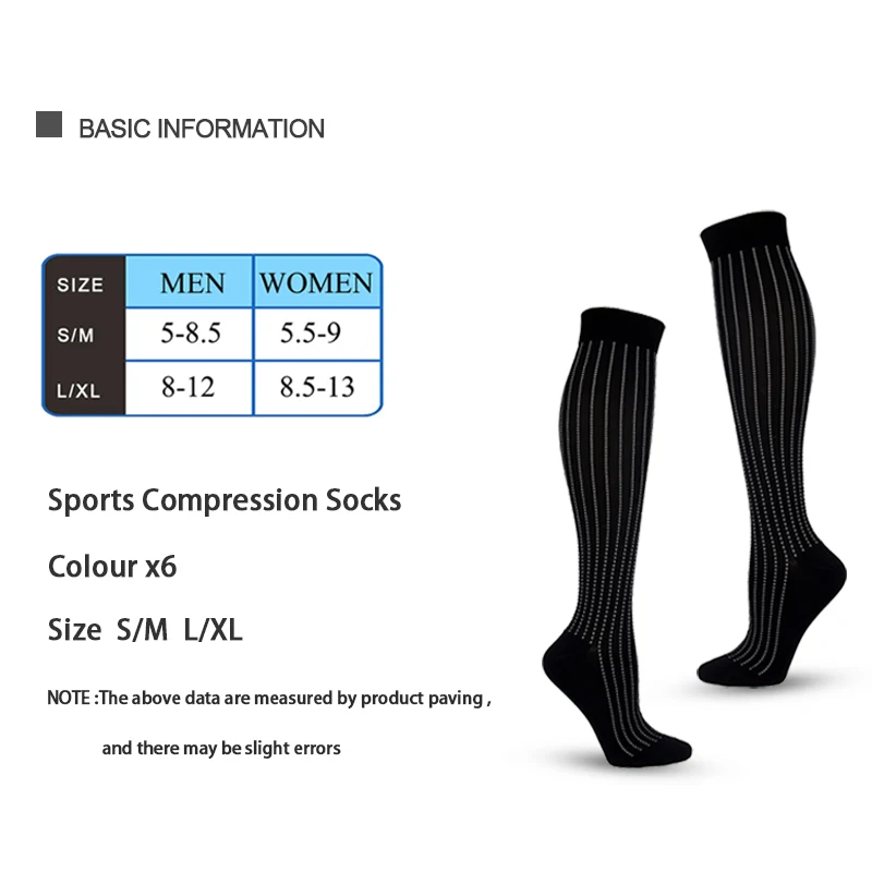 7 Pairs Compression Socks Women Men Anti Fatigue Pain Relief Knee Stockings Flight Travel Nurses Running Athletic Stocking