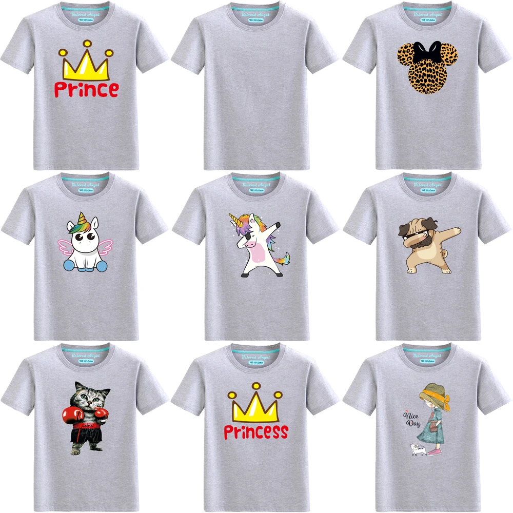 

New Kawaii Unicorn Print Boys Girls Cartoon T Shirt Children Funny Summer Cotton T-shirt For Kids Clothing Short Sleeve Costume