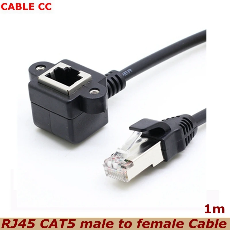 

100 см RJ45 между мужчинами и женщинами, удлинительный кабель для подключения Ethernet CAT5 с монтажными винтами для компьютеров и маршрутизаторов