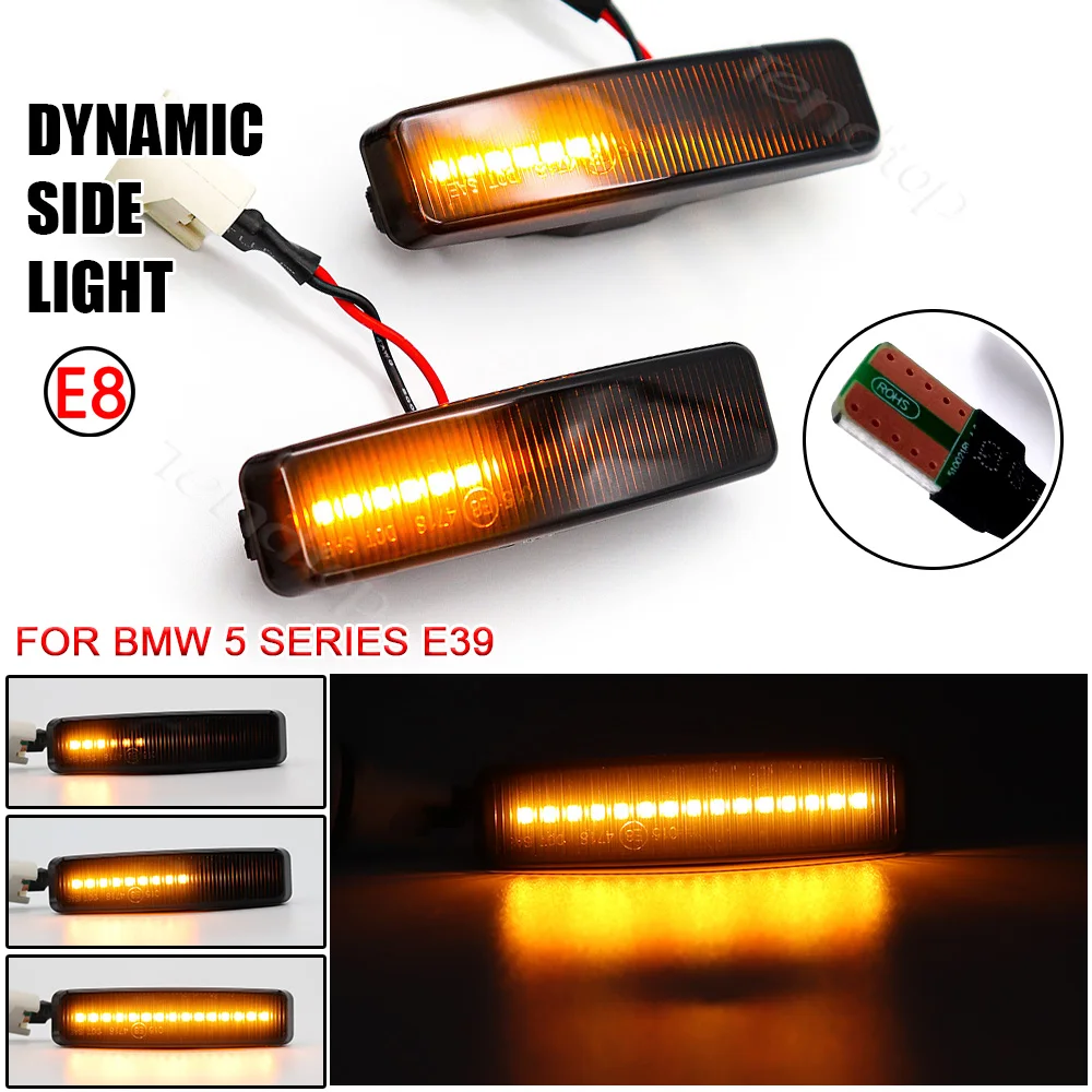 Car Smoke Lens Dynamic LED Turn Signal Side Marker Lamp Indicator Light For BMW 5 Series 5er E39 Mod. Bj. 12/ 1995 - 6/ 2003