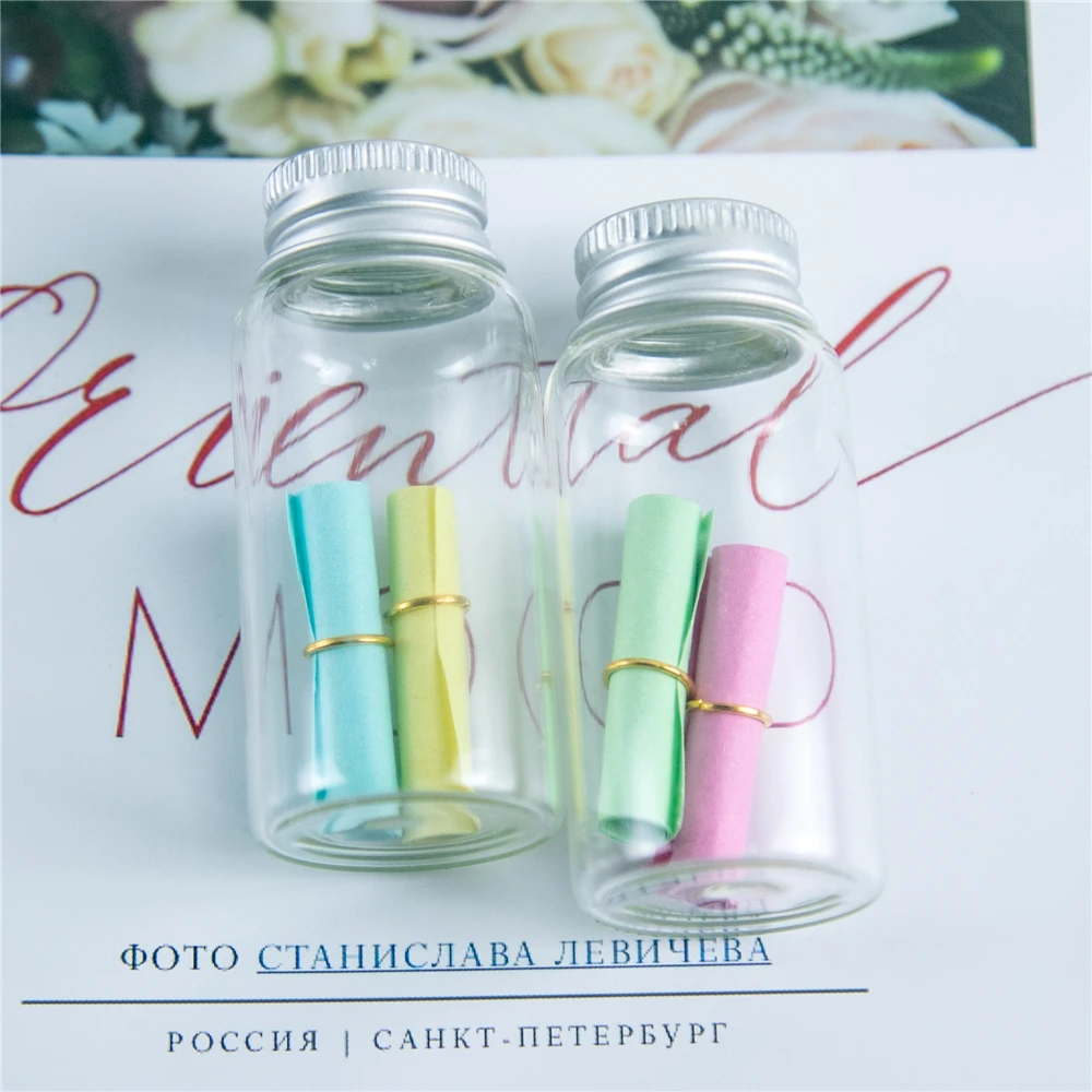 

50Pcs 20ml Glass Container with Silver Aluminum Lid Small Clear Mini Handicraft Vitreous Bottles Refillable Reusable Candy Vials