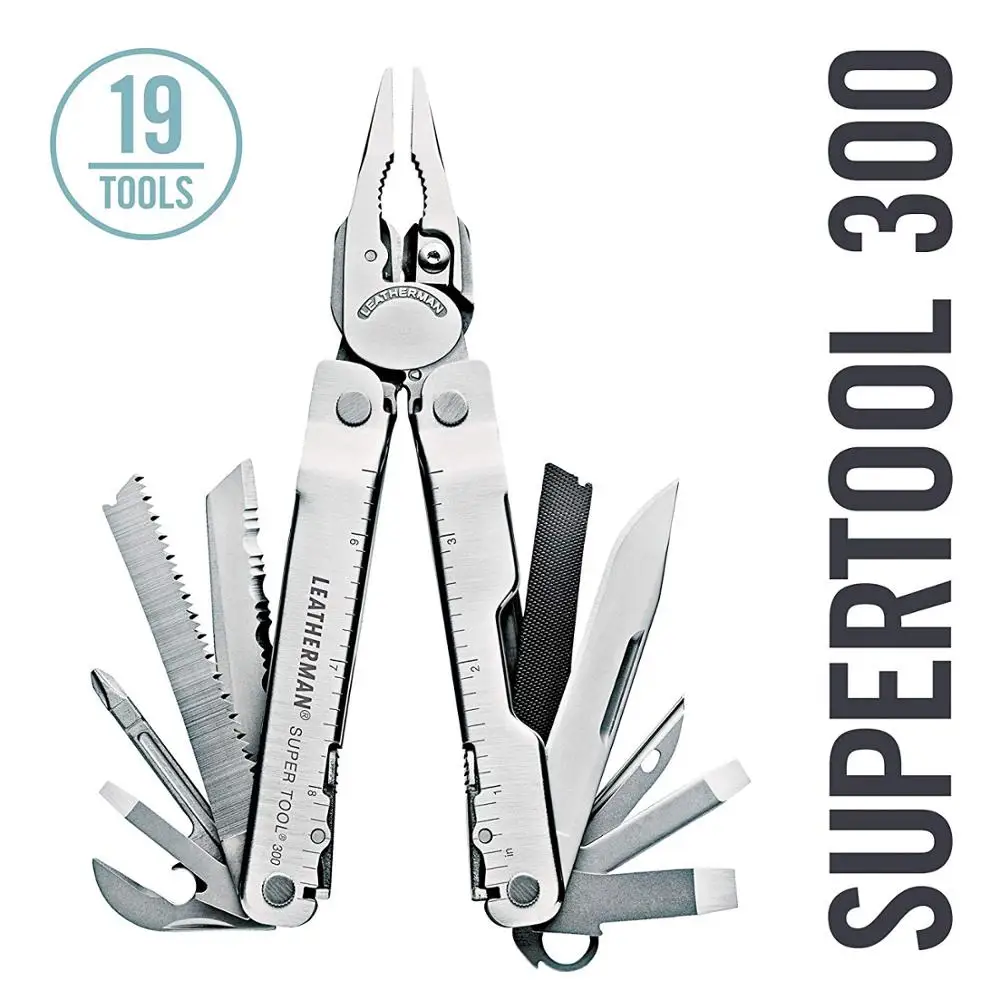 LEATHERMAN - Super Tool 300 Multitool with Premium Replaceable Wire Cutters and Saw, Black/Silver with MOLLE Sheath