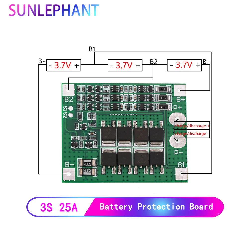 25A 3S Polymer Lithium Battery 18650 Charger PCB BMS Protection Board 3 Serial 12V 3.7 Lipo Li-ion Charging Protection Module