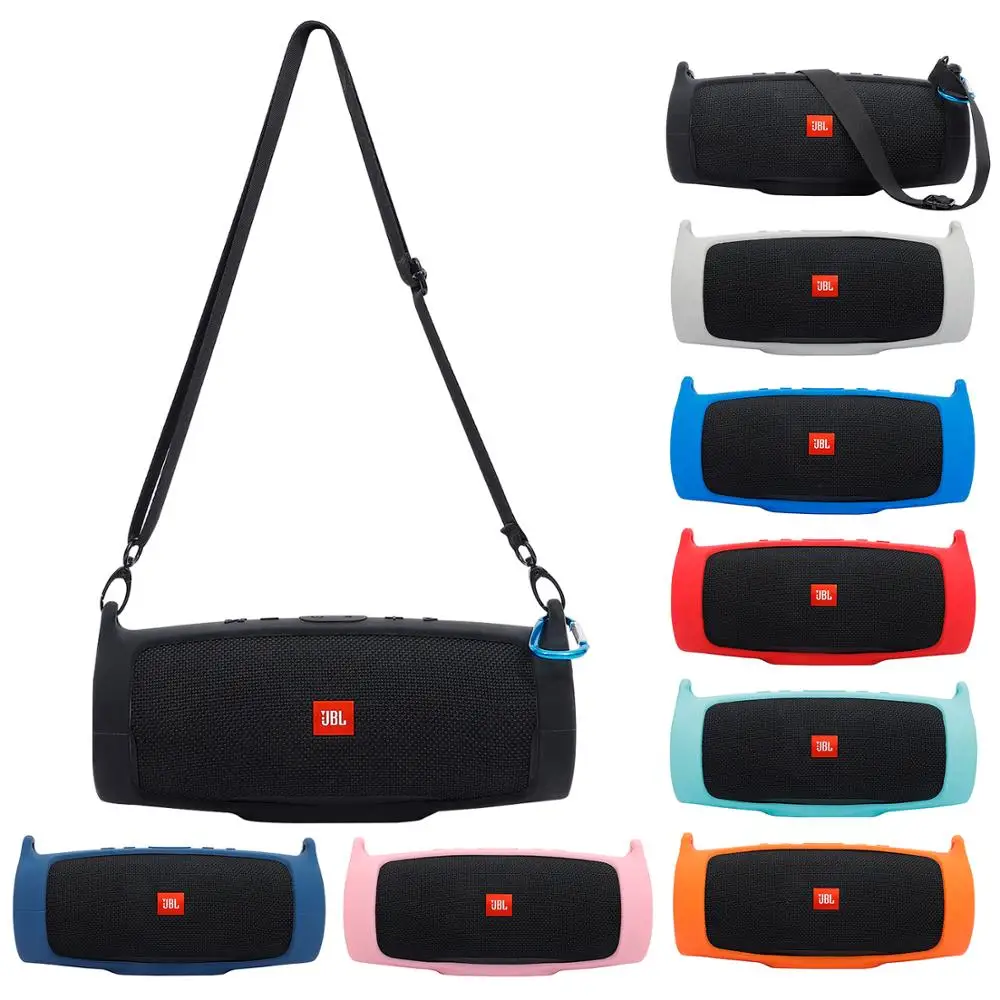 New Silicone Case Cover Skin With Strap Carabiner for JBL Charge 4 Portable Wireless Bluetooth Speaker