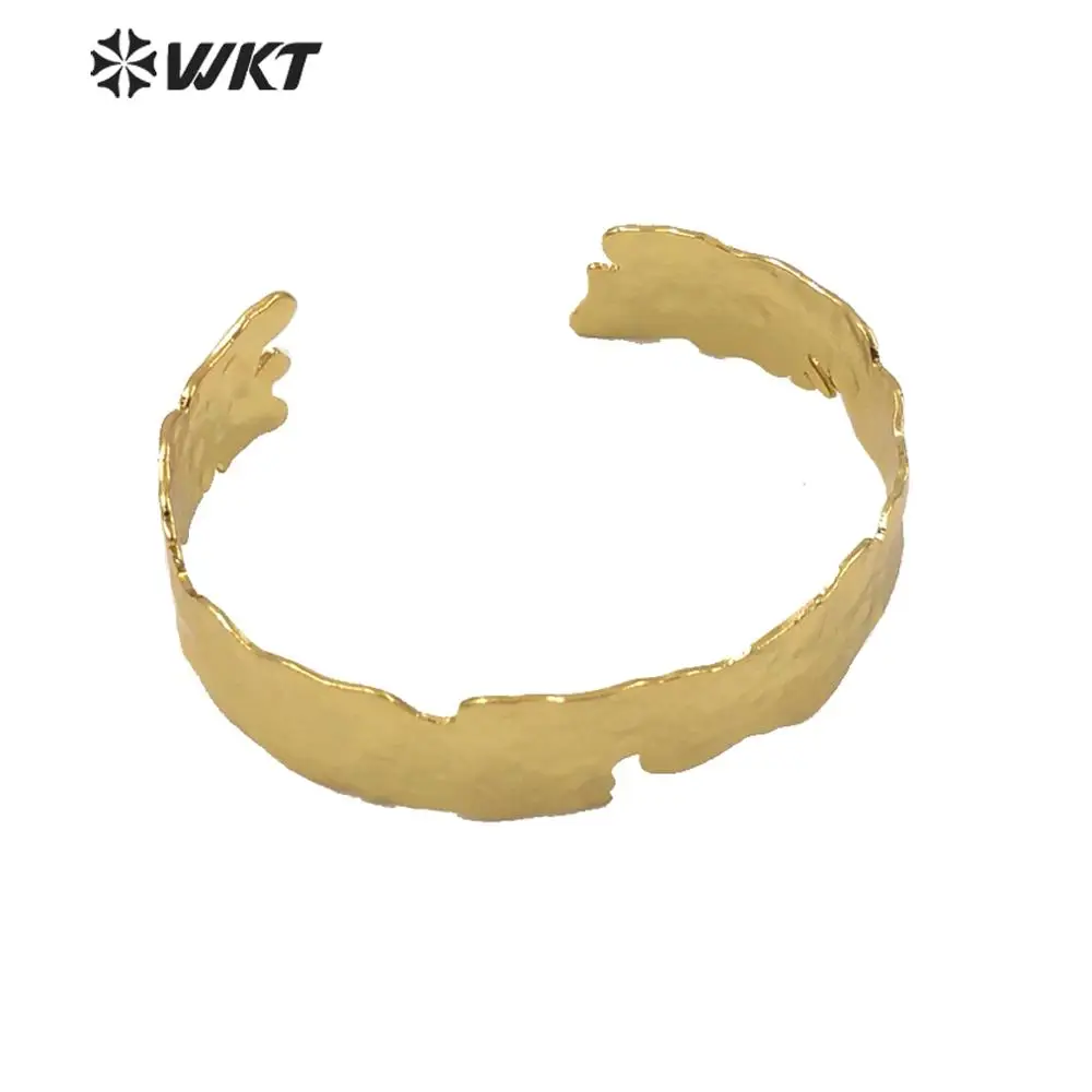 WT-B555 Wholesale Yellow Brass Bangle Simple Style With Gold Eletroplated Metal Split Non Tarnishable Special Birthday Gift