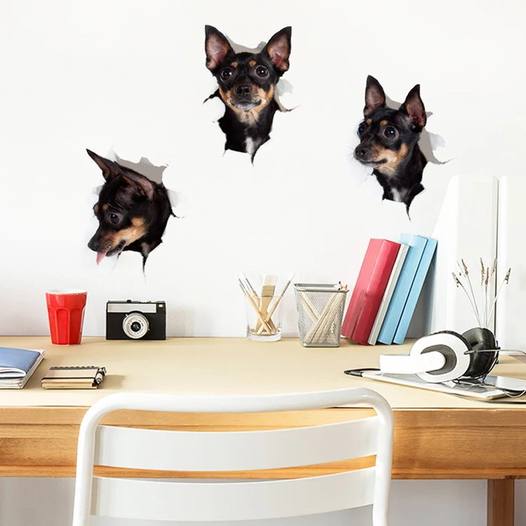 Niedlicher Welpen- und Kätzchen-Wandaufkleber, Badezimmer, Toilette, Schrank, Dekoration, Aufkleber, Raumhintergrund, Tapete, Katzen und Hunde, Heimwandbild – Detail 9