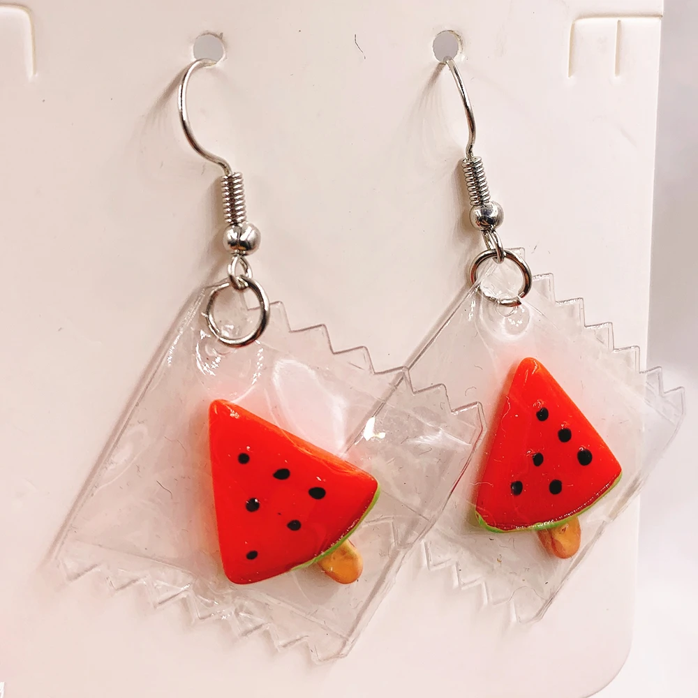 2021 New Acrylic Fruit Candy  Pendant Earrings Quality Drop Earrings for Girls Women Children Birthday Gift Lovely Jewelry