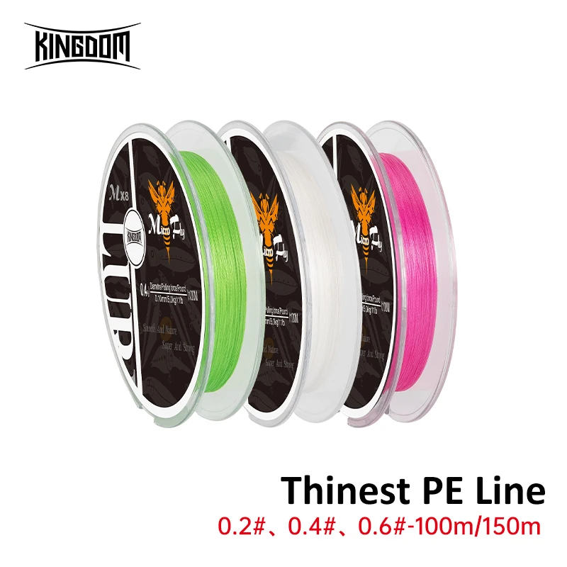 Kingdom Fishing Lines 100m 150m 4 Strands Braided PE Line Japan Monofilament 9-12LB For Winter Fishing Goods Multifilament Line