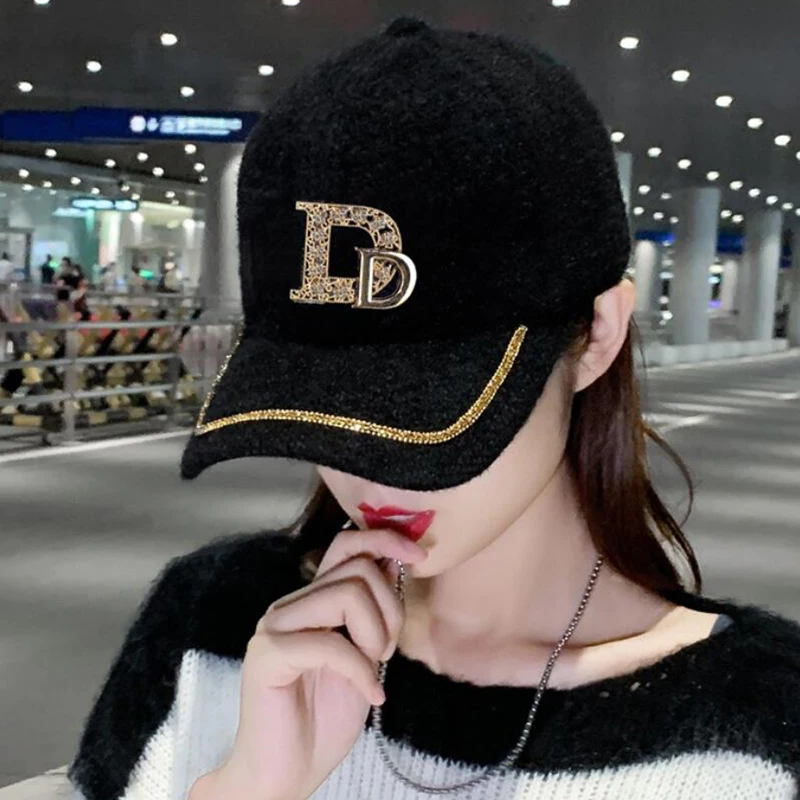 DYLAOPAN2021 Letter D Baseball Cap Women rhinestone  trend cotton bling Cap  snapback  hip hop cap UV protection Hat Women\'s Cap