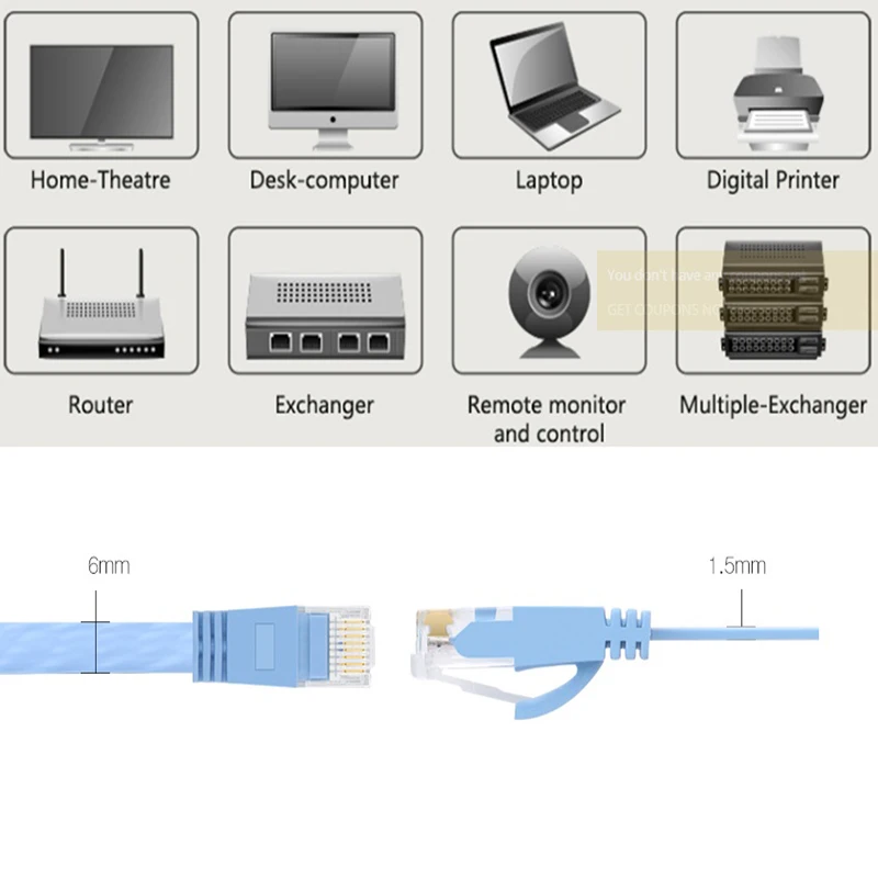 Cable de red Ethernet plano UTP CAT6, 15 pies, 5m, RJ45, parche LAN, azul, diseñado para redes cableadas de hogar y oficina