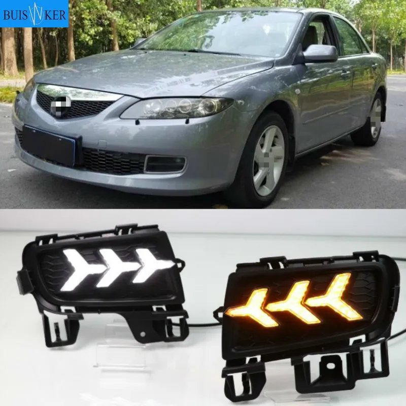 

1Pair For Mazda 6 Mazda6 2006 2007 2008 2009 LED DRL Daytime Running Light Daylight Waterproof with yellow Signal