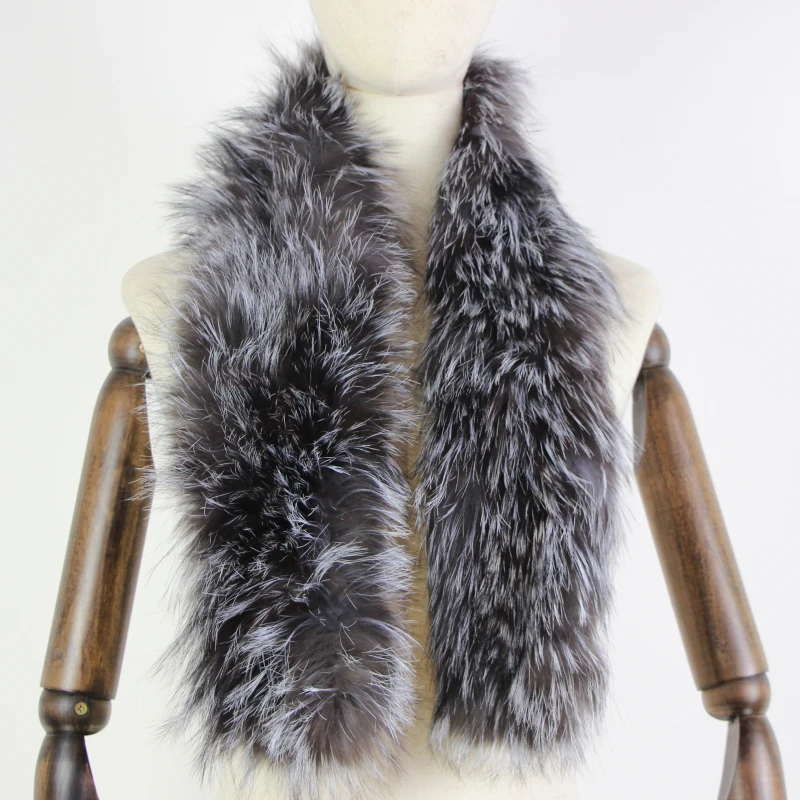 2021 New Women Genuine knitted Fox Fur scarf Real Fur collar Winter Warm Neck Warmers  silver fox colorful mixed color scarf