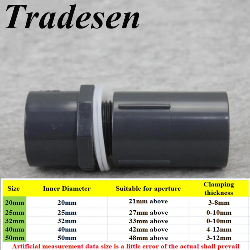 1pc PVC Inner Diameter20/25/32/40/50mm connector UPVC Pipe Fittings Wate supply Adapter Fish Tank Pipe Drainage Connector