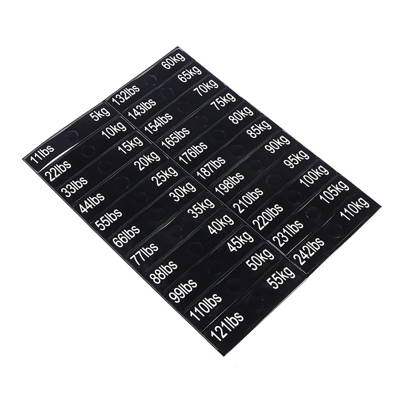 1Sheet Gym Equipment Weight Sticker Labels Power Equipment Label White Numbers On Black Background Weight Sticker