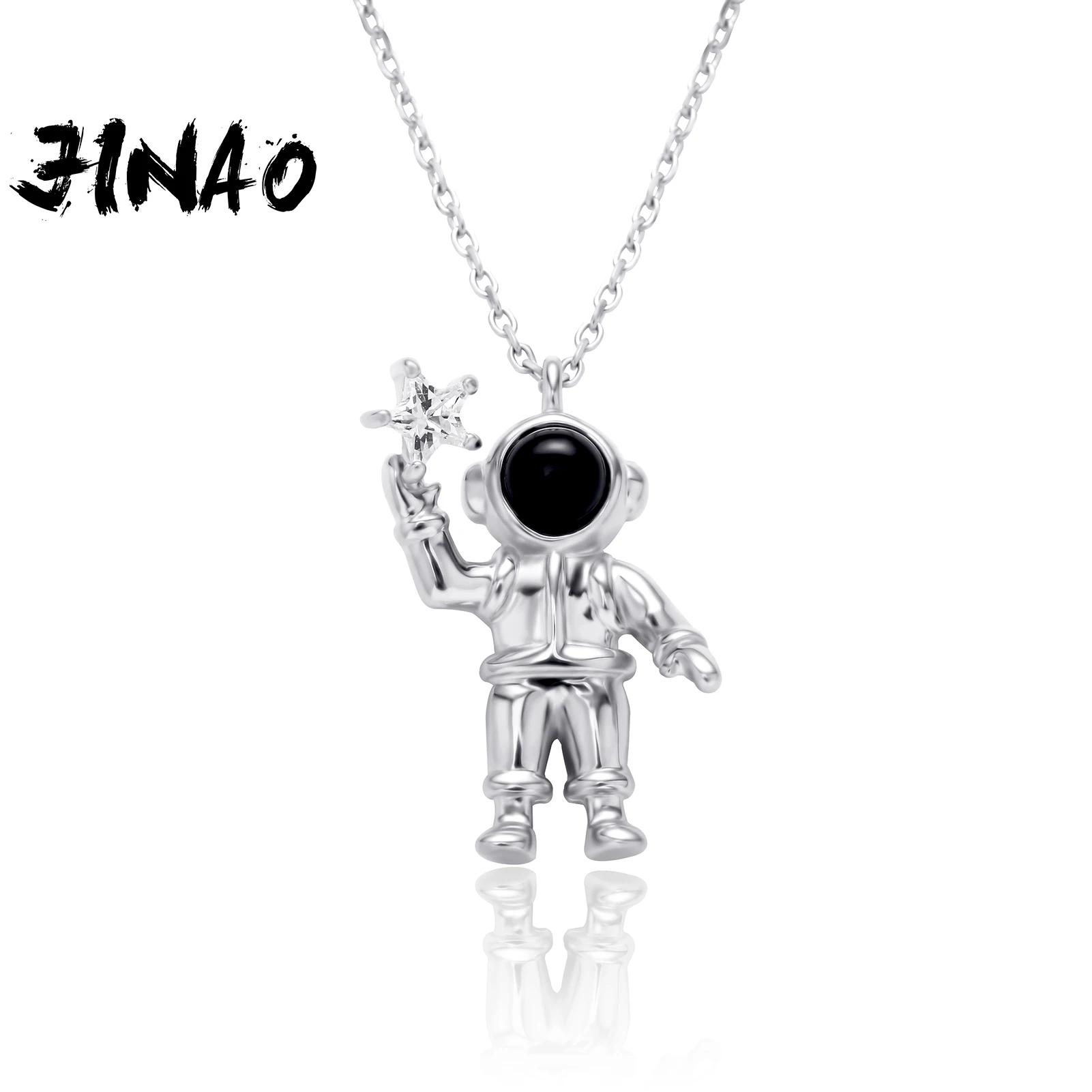 

JINAO 2021 NEW 925 Silver High Quality Personality Iced Out AAA+CZ Astronaut Pendant&Necklace Jewelry For Gift