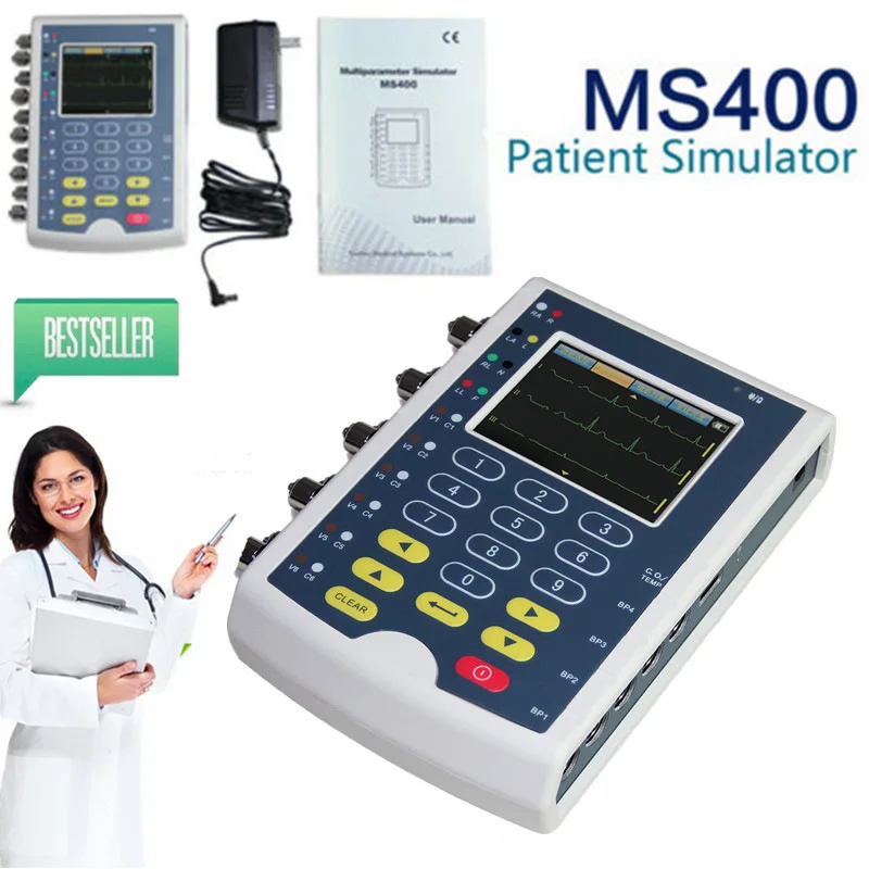 

MS400 Симулятор пациента ECG Resp Temp IBP ID монитор моделирования, сенсорный экран CE Самая низкая цена по акции