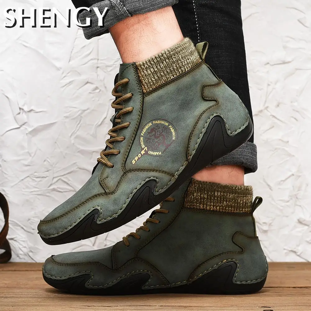 New Men Boots Classic Outdoor Leisure Warm Comfortable Men's Boots Soft Flat Heel Wear-Resistant Winter High Quality Leisure