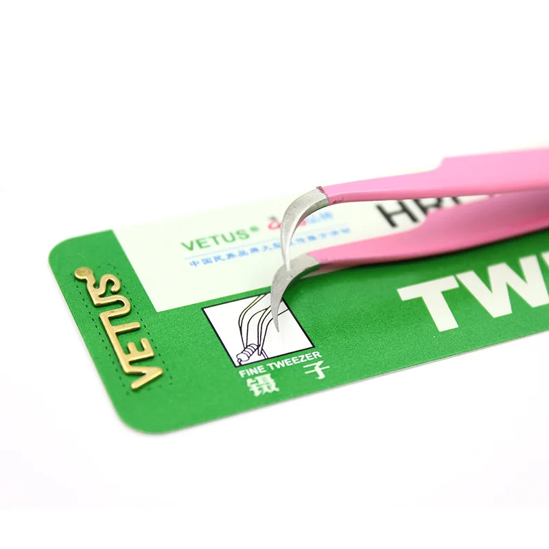 100% Vetus Professional Tweezers Beauty Tools Planting Grafted Eyelashes Stainless Steel Tweezers Pink Lashes Extension Tools