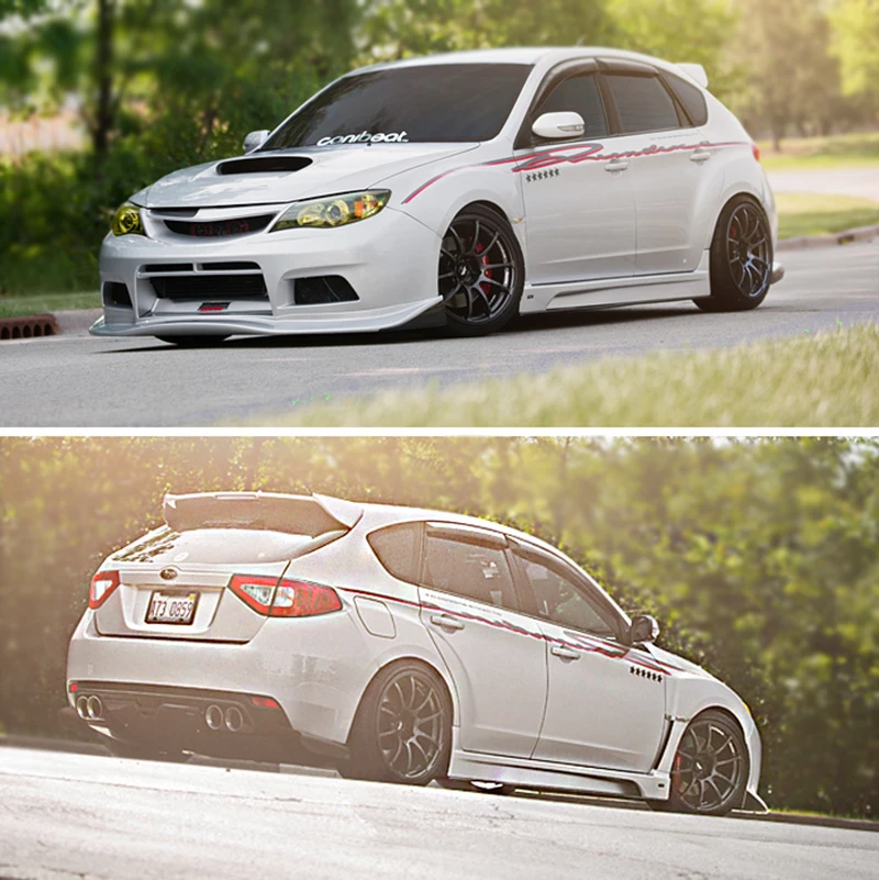 

Red Sport Racing Side Body Door Waist Line Star Stripe Decal Graphic Vinyl Sticker Kit Decoration For Subaru Impreza STI GRB