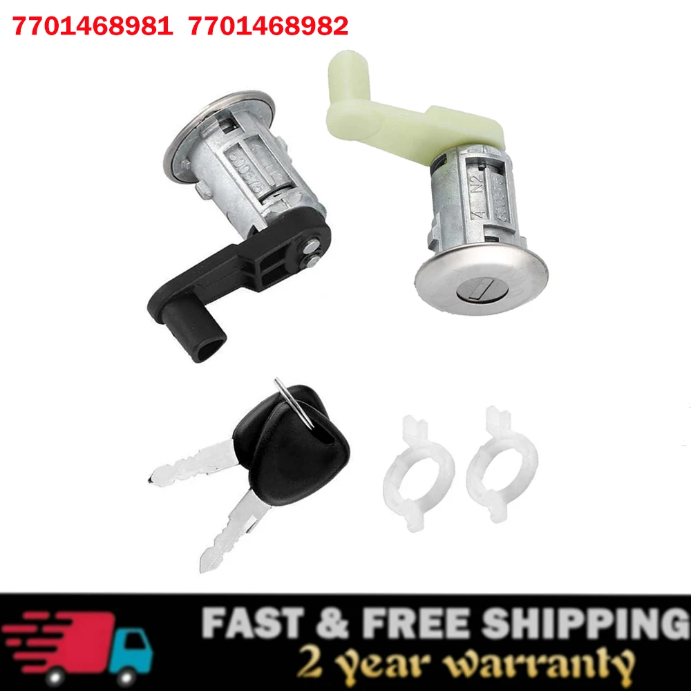 7701468981 7701468982 Left+Right Car Door Lock Barrel Cylinder with 2 Key for Renault Megane Scenic Clio Master