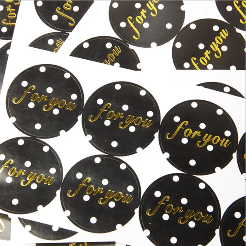 100pcs Vintage Creative Black Dots series Round Kraft paper Sticker for Handmade Products Gift seal sticker label