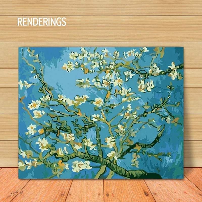 Van Gogh peinture à l'huile par numéros fleurs Kits pour adultes sur toile avec cadre peintures acryliques photo coloriage par numéro décor Art