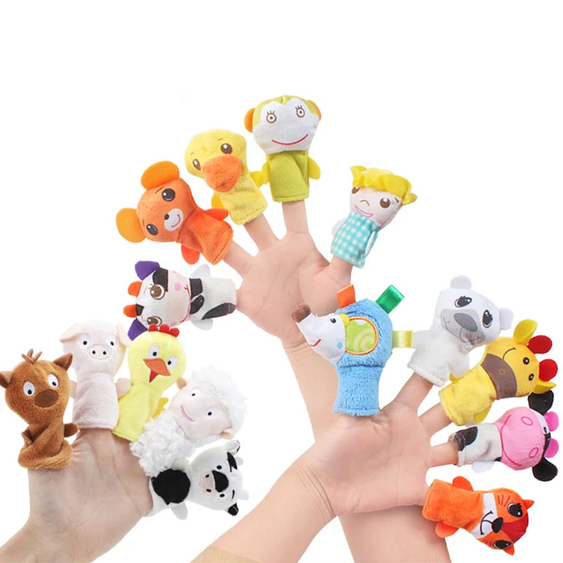 New Finger Puppets Baby Cute Mini Animals Educational Hand Cartoon Soft Doll Theater Plush Toys for Children Christmas Gifts