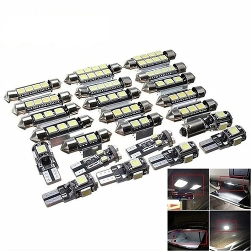 23pcs LED Car Interior Inside Light Dome Trunk Map License Plate Lamp Bulb