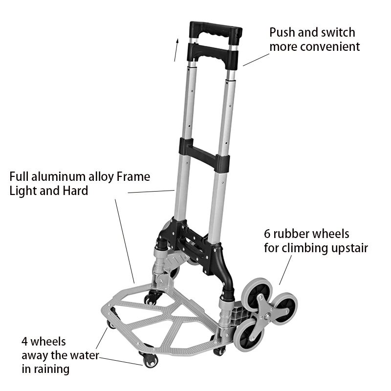 50KG Climbing Stairs Cart Heavy Duty Folding Trolley MT2124B Wheel Barrow Garden Carts Climbing Hand Truck for Upstairs Cargo