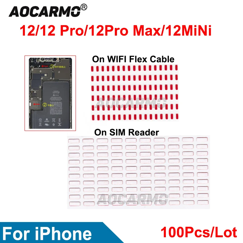 

Aocarmo 100Pcs/Lot On SIM Reader Water Damage Label Warranty Repair Waterproof Stickers For iPhone 12 12 Pro 12Pro Max 12 mini