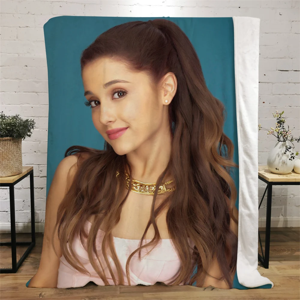 HX Singer Ariana Grande Flannel Blankets 3D Graphics Keep Warm Plush Quilts Gifts For Girls Boys Fans Warm Casual Blankets