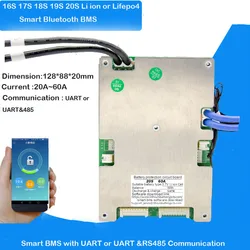 16S 48V 17s 18s 19s 20s 72V Smart Bluetooth BMS with 30A 40A 50A 60A Constant Current and UART RS485 Communication