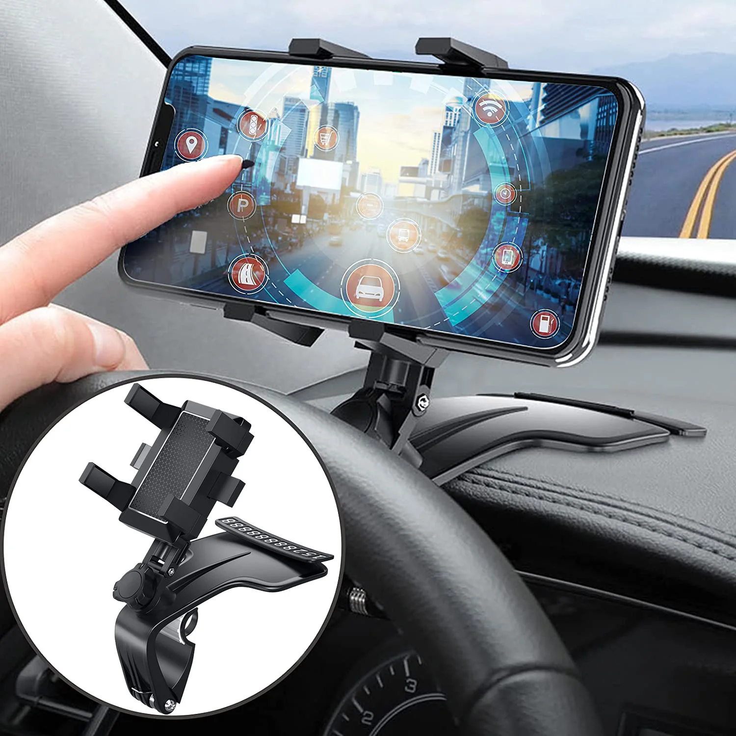 Car Phone Holder Universal Dashboard Mobile Phone Mount Cradle 360° Rotation Car Phone Mount Suitable for 4 to 7 inch Smartphone