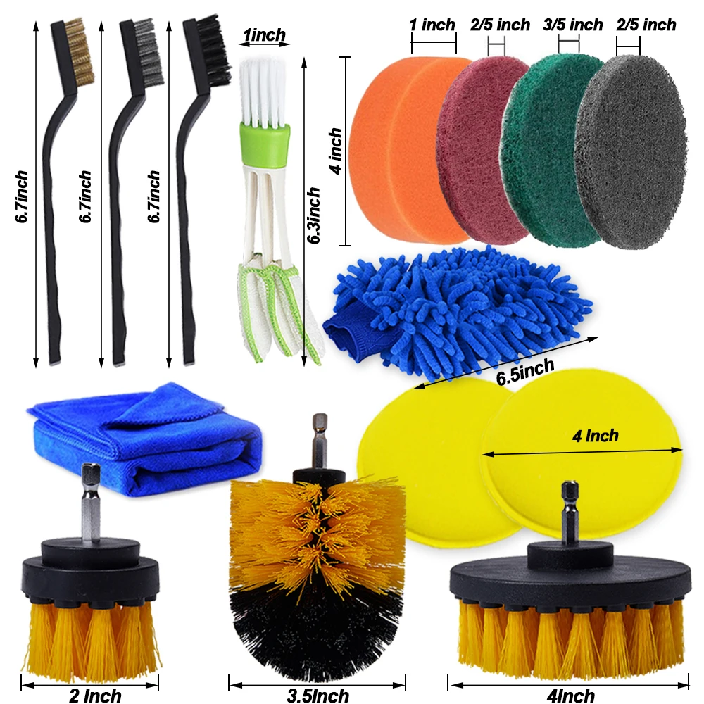 Car Detailing Brush Drill Brush Detail Brush Set For Auto Air Vents Wheel Rim Car Wash Foam Polish Pad Car Cleaning Brush