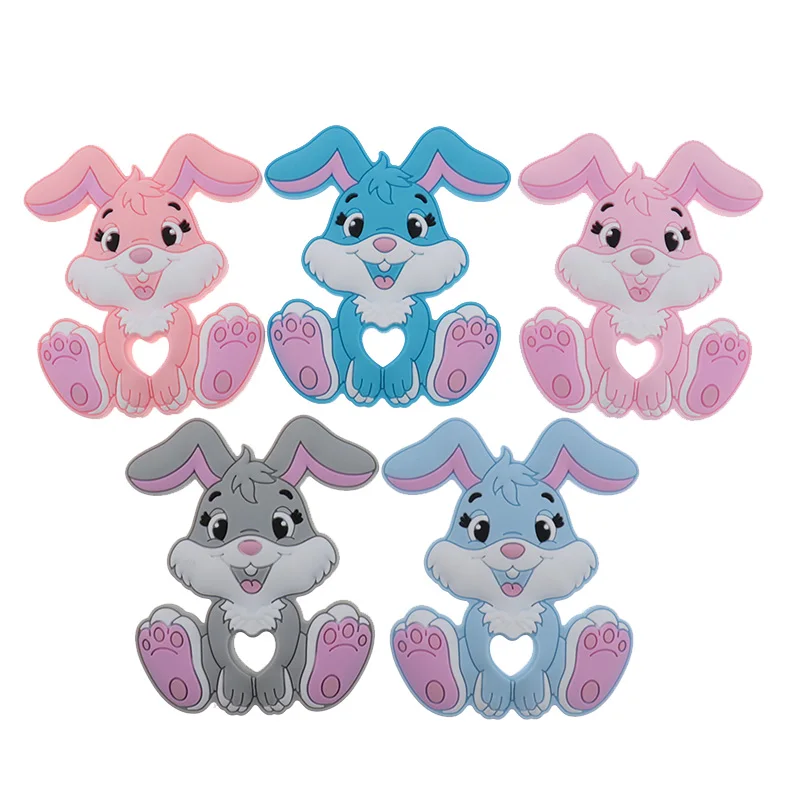 10pcs Rabbit Silicone Teether Baby Teether Food Grade Silicone Teether For Teeth Baby Health BPA Free Pacifier Accessories