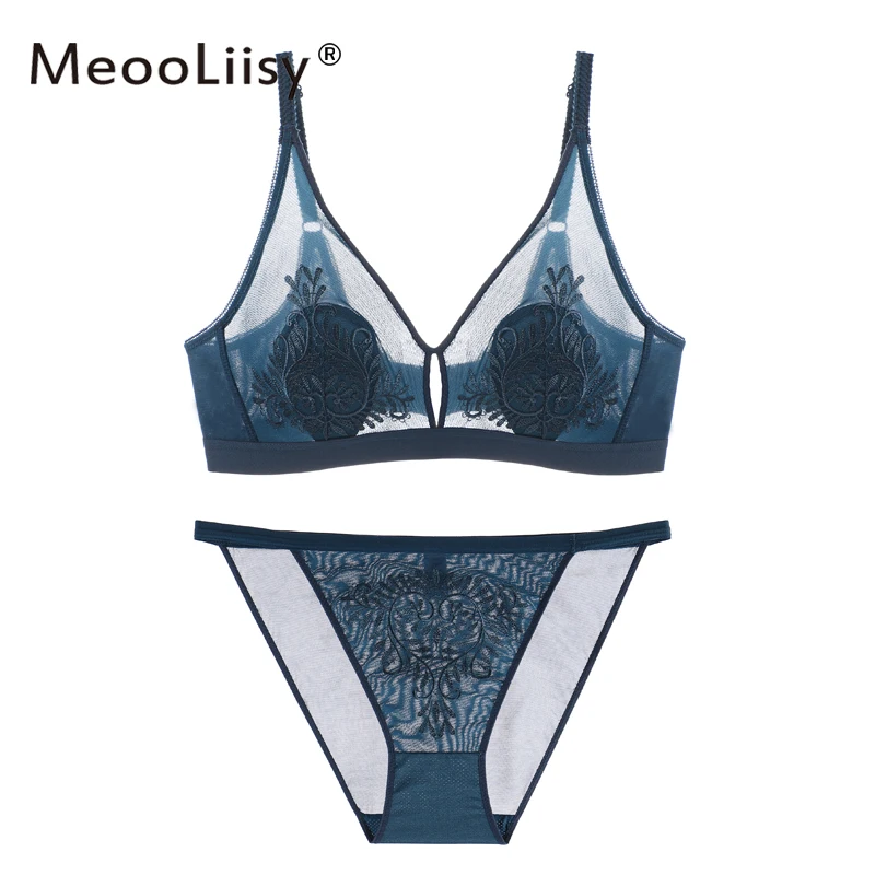 MeooLiisy Lace Push Up Bra Set Patent Design Wireless Brassiere Underwear Women Set Lingerie Feminina Hot Intimates Underwear