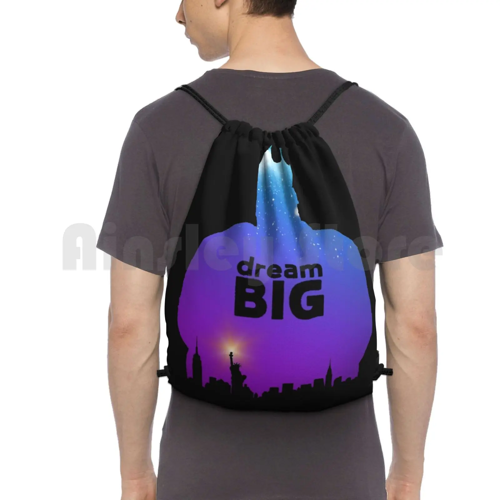 Dream Big. Backpack Drawstring Bags Gym Bag Waterproof Notorious Big West East Coast 2pac Hip Hop Rap Music Kanye Dre Dr