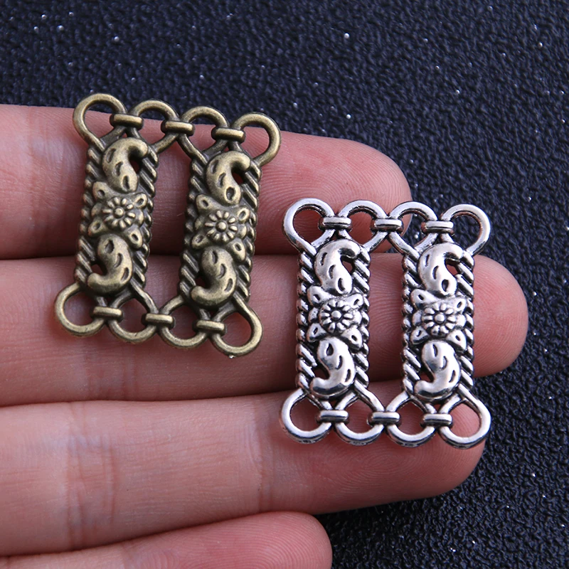 4pcs 25*30mm Two Color Zinc Alloy Hollow Carving Parallel Bars Connectors Jewelry Making DIY Handmade Craft