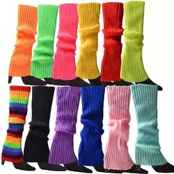 Women's Leg Warmer Multicolor Wool Knitting Foot Warming Cover Halloween Party Accessories Lady Stylish Elastic Long Tube Sock