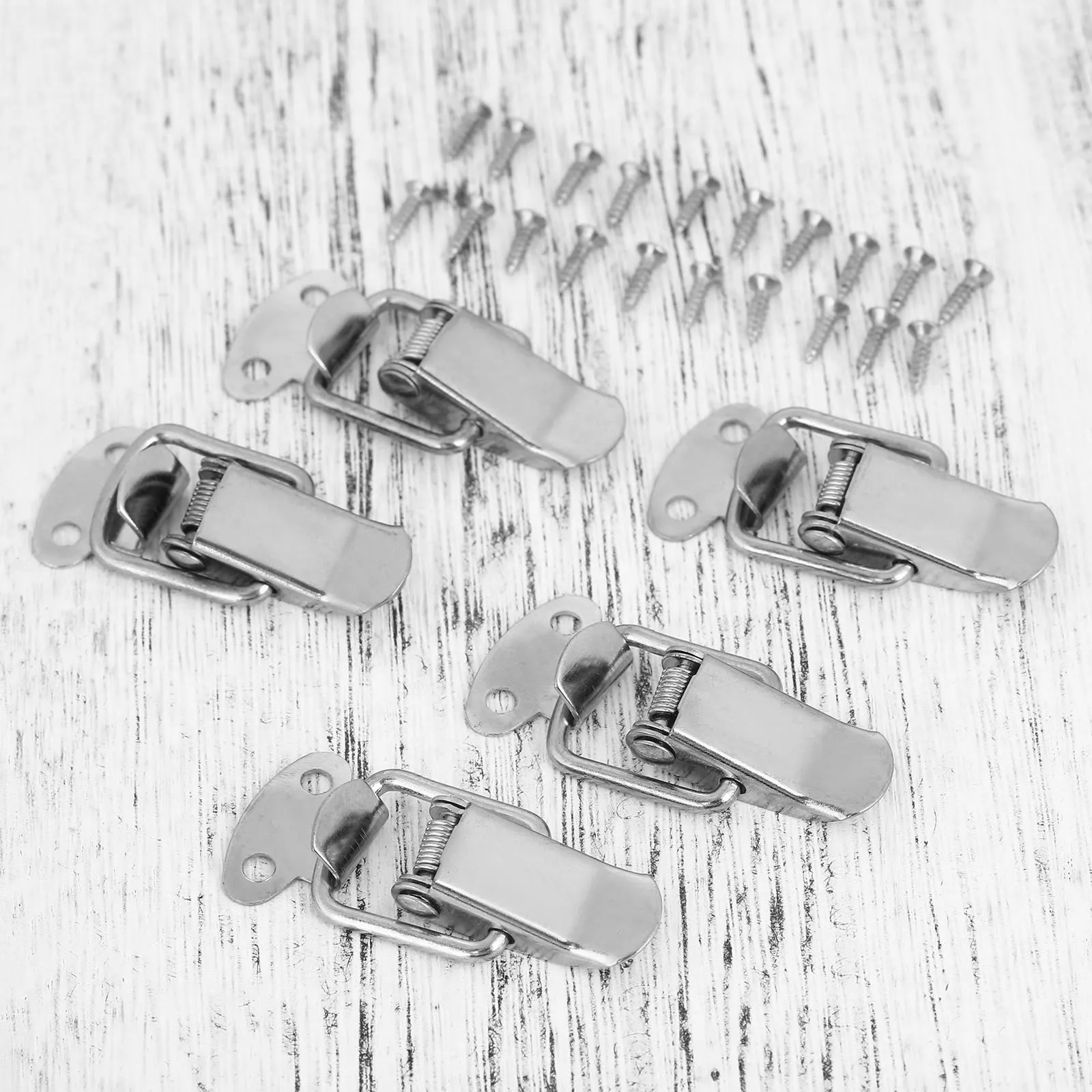 5Pcs Silver Furniture Cabinet Boxes Spring Loaded Latch Catch Toggle Hasp Fit Case Box Chest Trunk With Screw 43*21MM