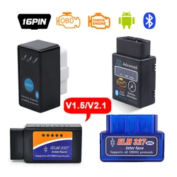 Herramienta de diagnóstico de coche Elm327, escáner OBD2 V1.5 Elm 327 V 1,5 V2.1 OBD 2, Mini Elm-327, adaptador OBDII