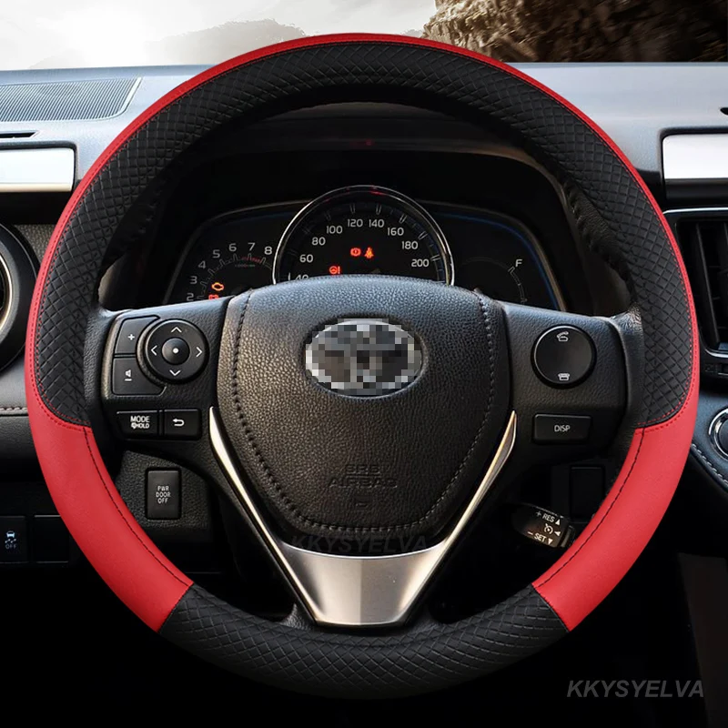 Car Steering Wheel Cover PU Leather For Toyota Vios Yaris Camry Corolla Altis Mark X Crown Rav4 38cm Interior Accessories