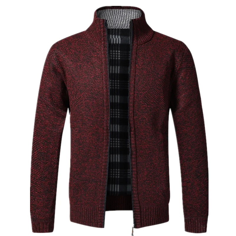 Autumn Winter Warm Cardigan Men Fleece Zipper Sweaters Jackets Mens Slim Fit Knitted Sweatercoat Thick Cardigan Sweater Coat Men