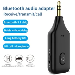 2 IN 1 Bluetooth 5.1 Receiver Transmitter 3.5mm AUX Hardsfree Audio Adapter for Car Home TV Headphones